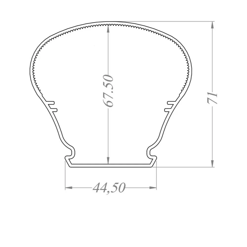 LED Etanj Armatür - Gri teknik çizim