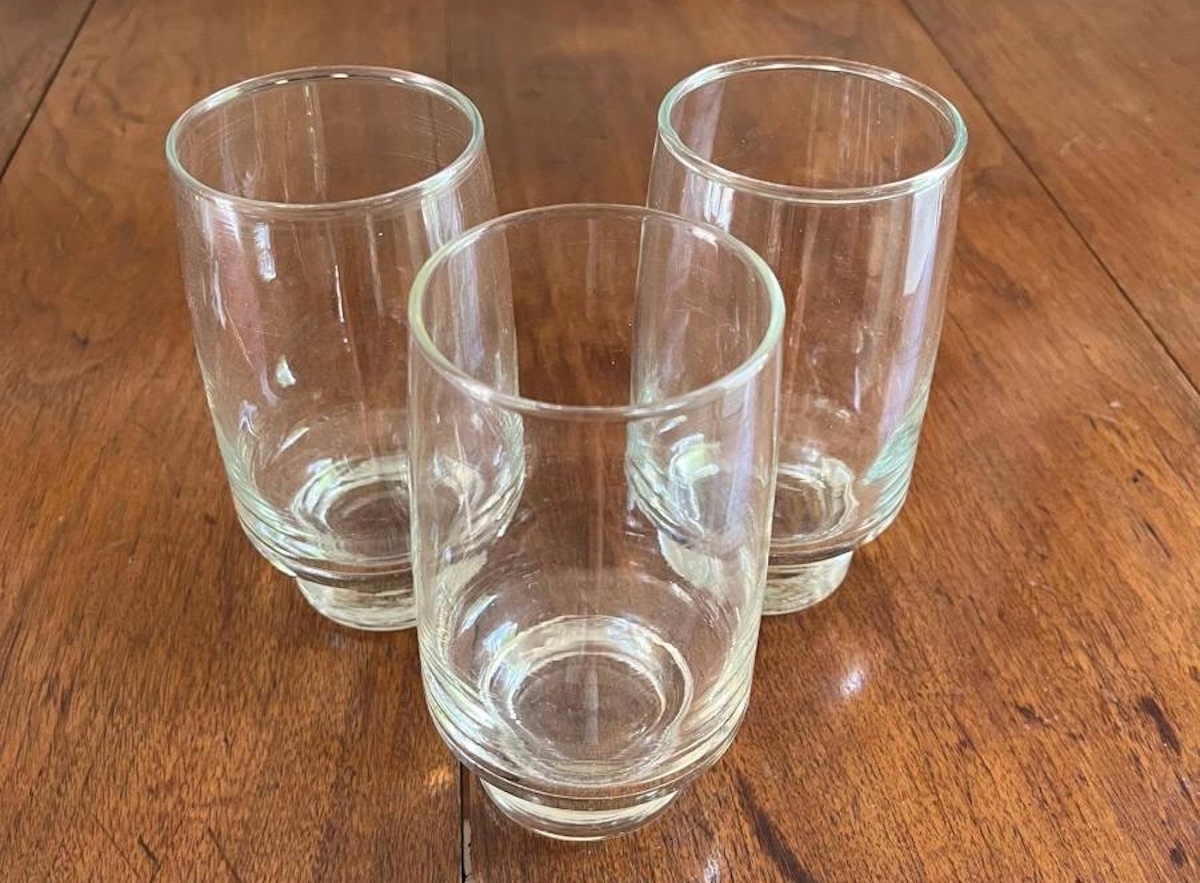 Set of 4 Mid-Century Modern Clear Glass Tumblers Drinking Glasses