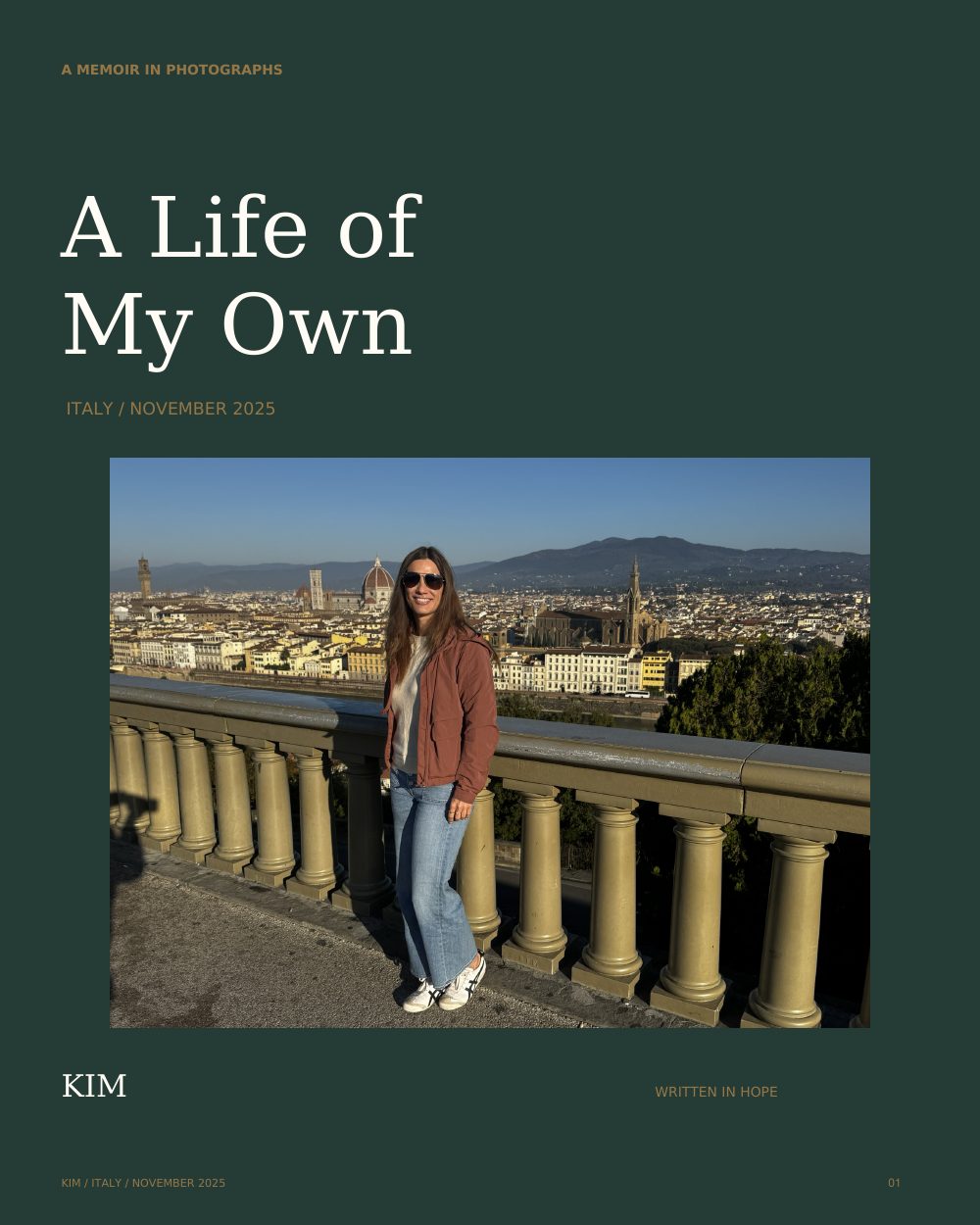 Cover of A Life of My Own, Kim's book about her first solo trip to Italy
