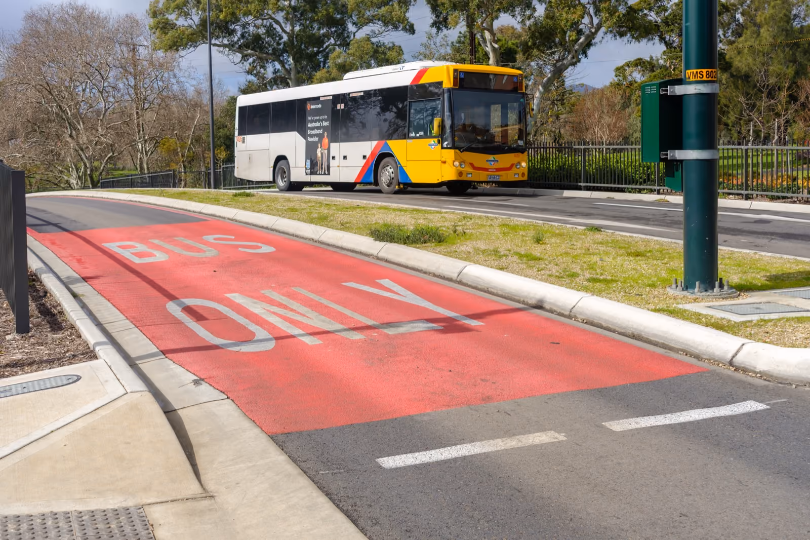 City bus in a dedicated bus lane