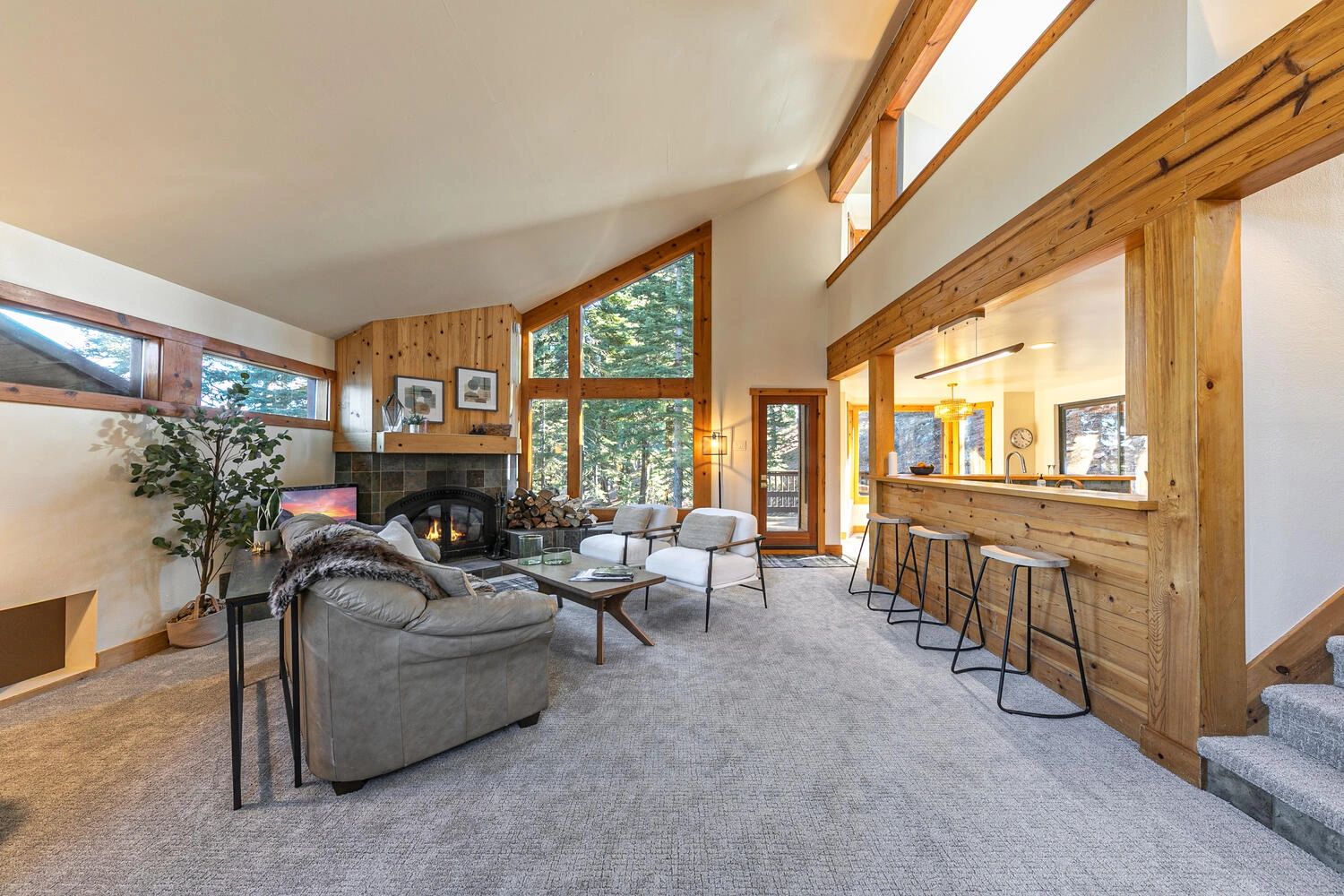 Renovated living room in a Tahoe Donner home DB listed