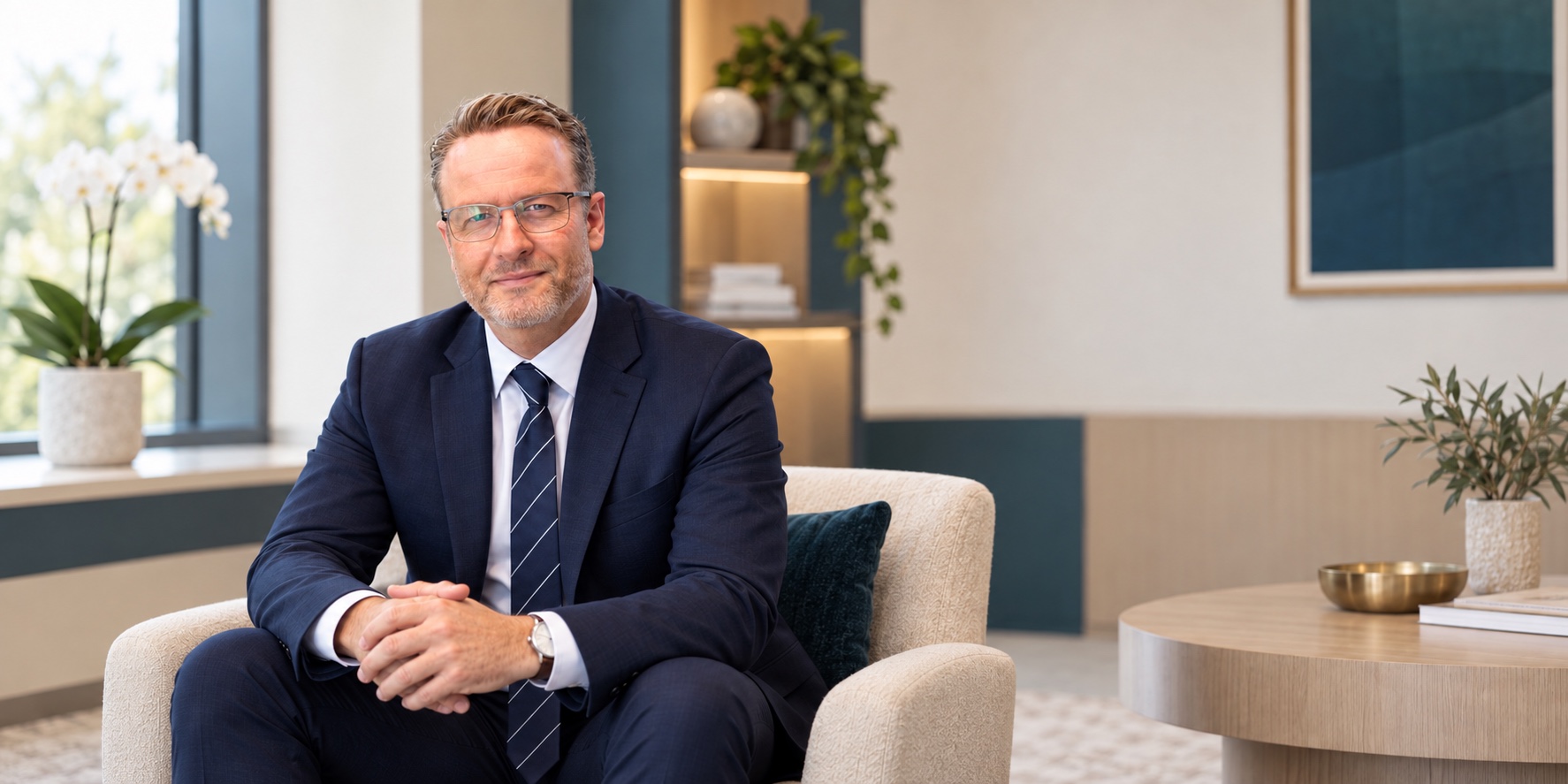 Dr. J. Feldman De Pinho seated in a professional consultation setting