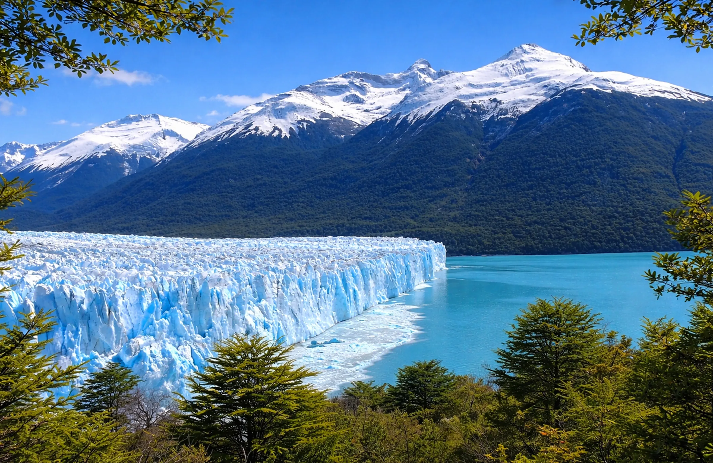 Mountain town below jagged Patagonian peaks