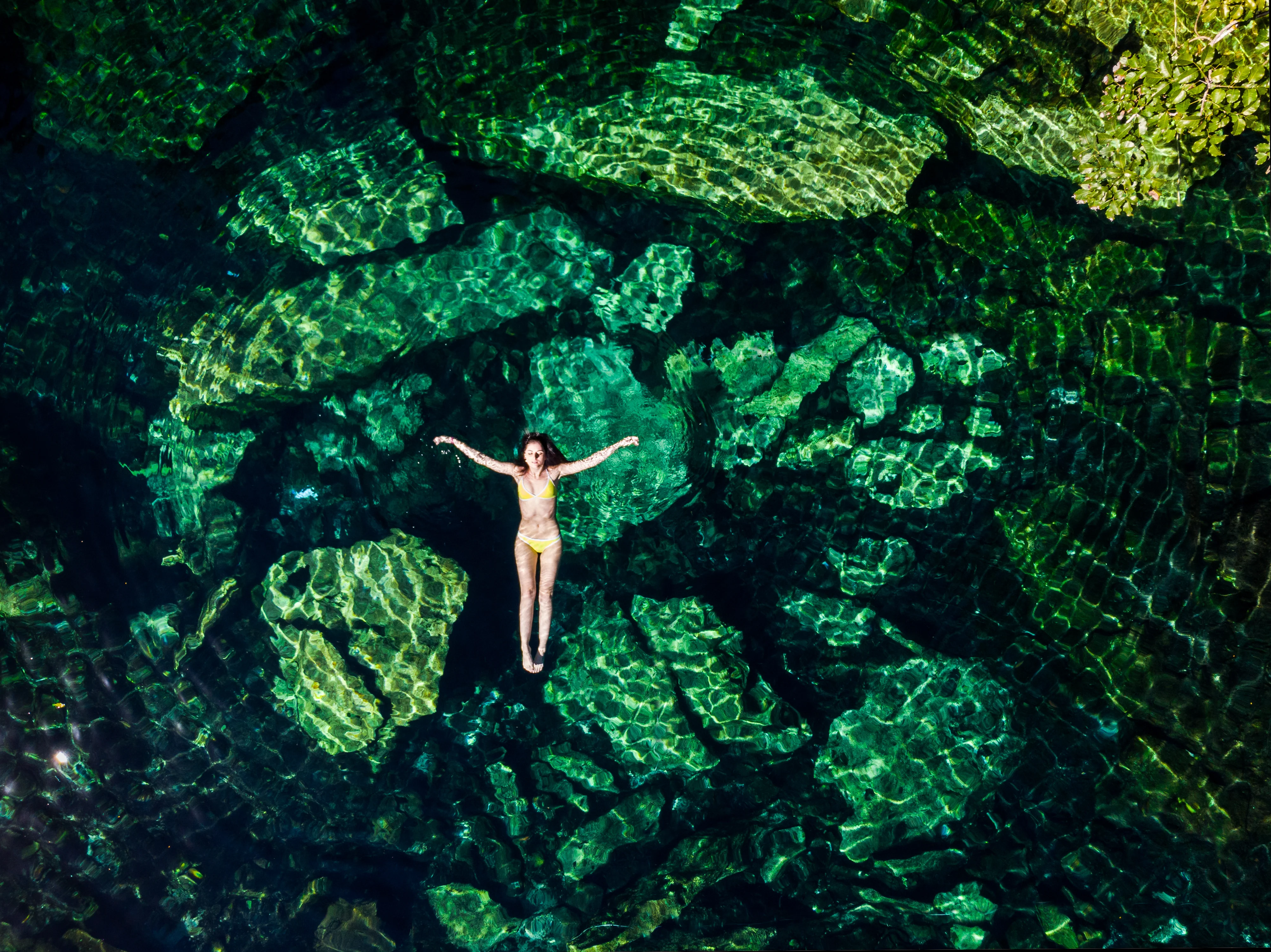 Mexico cenote floating