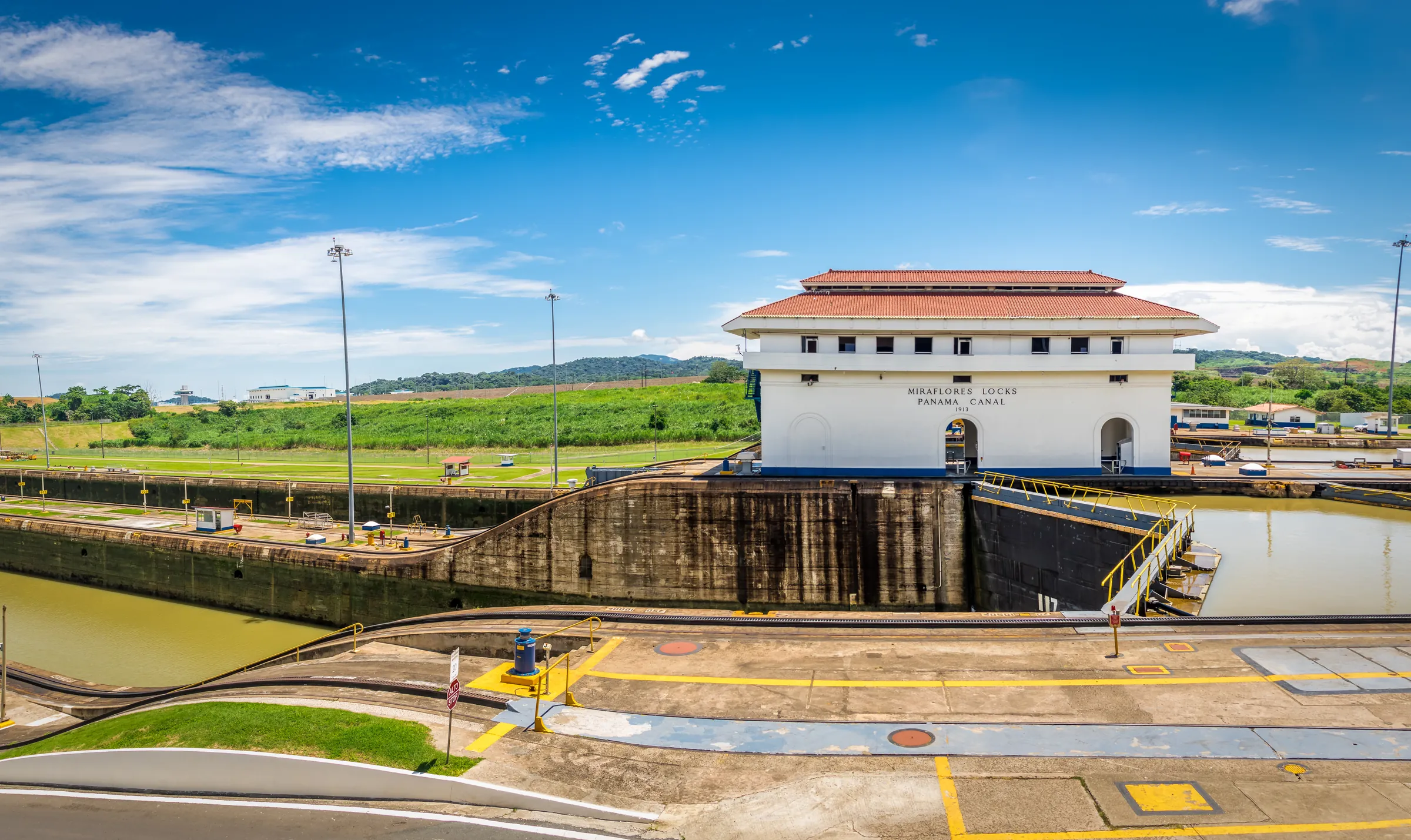 Miraflores locks on the Panama Canal