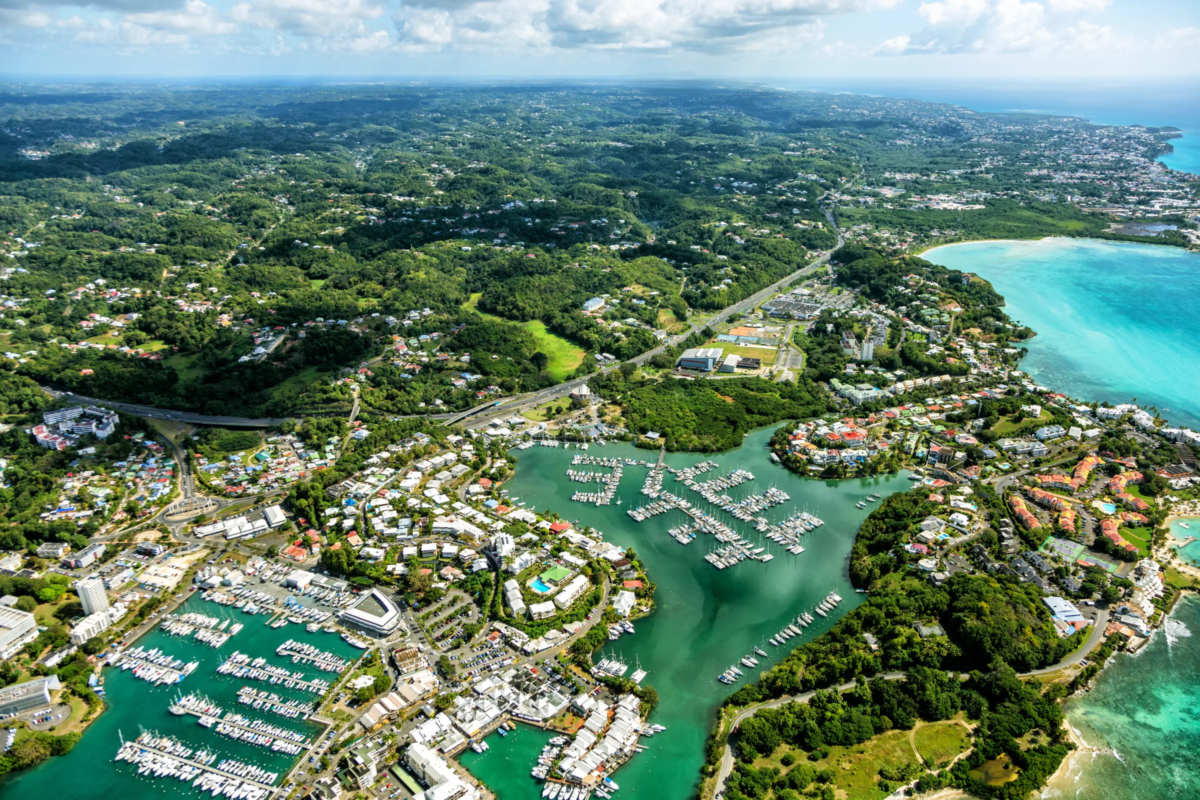 Aerial view of the Bas-du-Fort marina at Pointe-à-Pitre, Guadeloupe