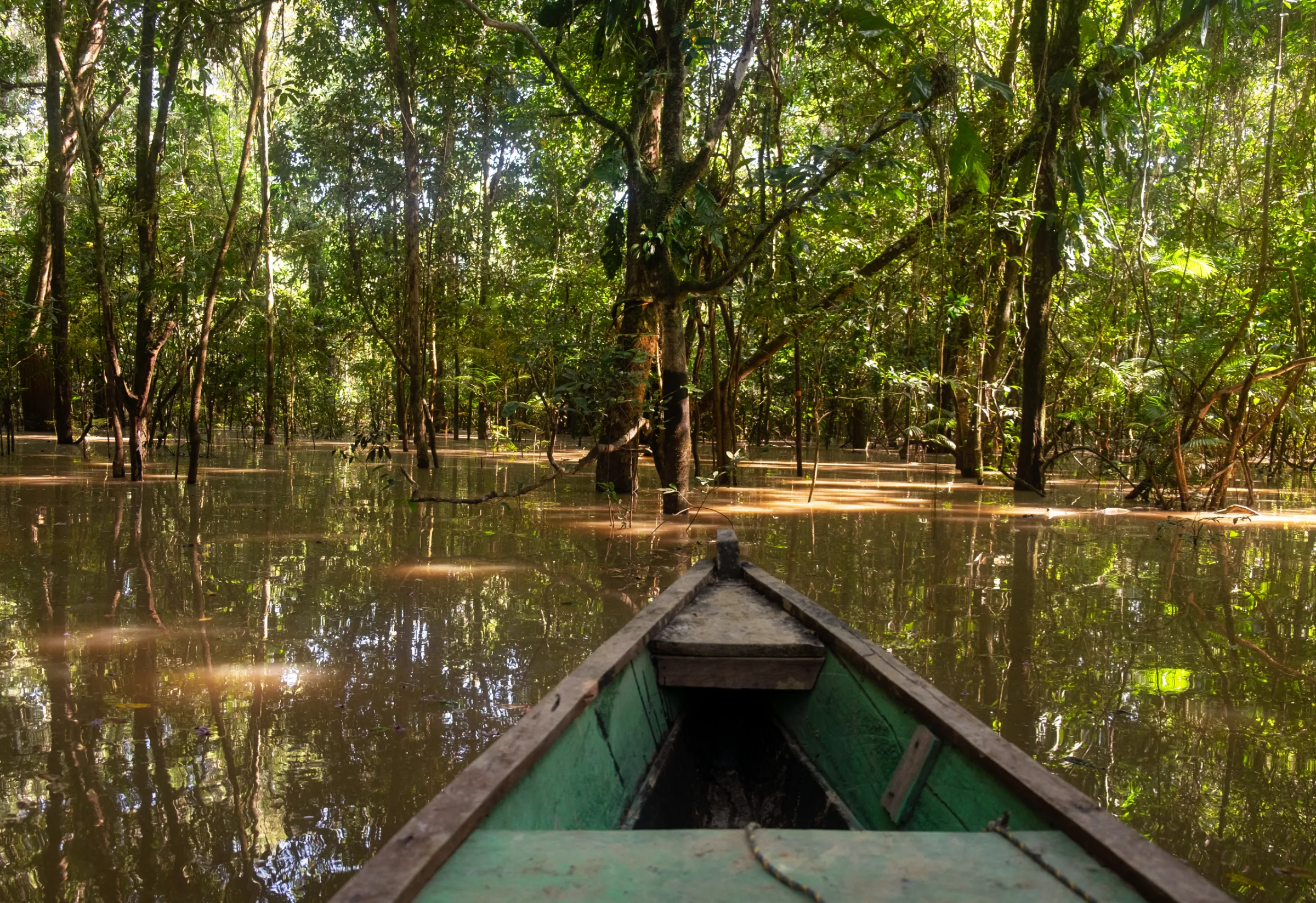 A boat on the Amazon River near Mocagua, Colombia