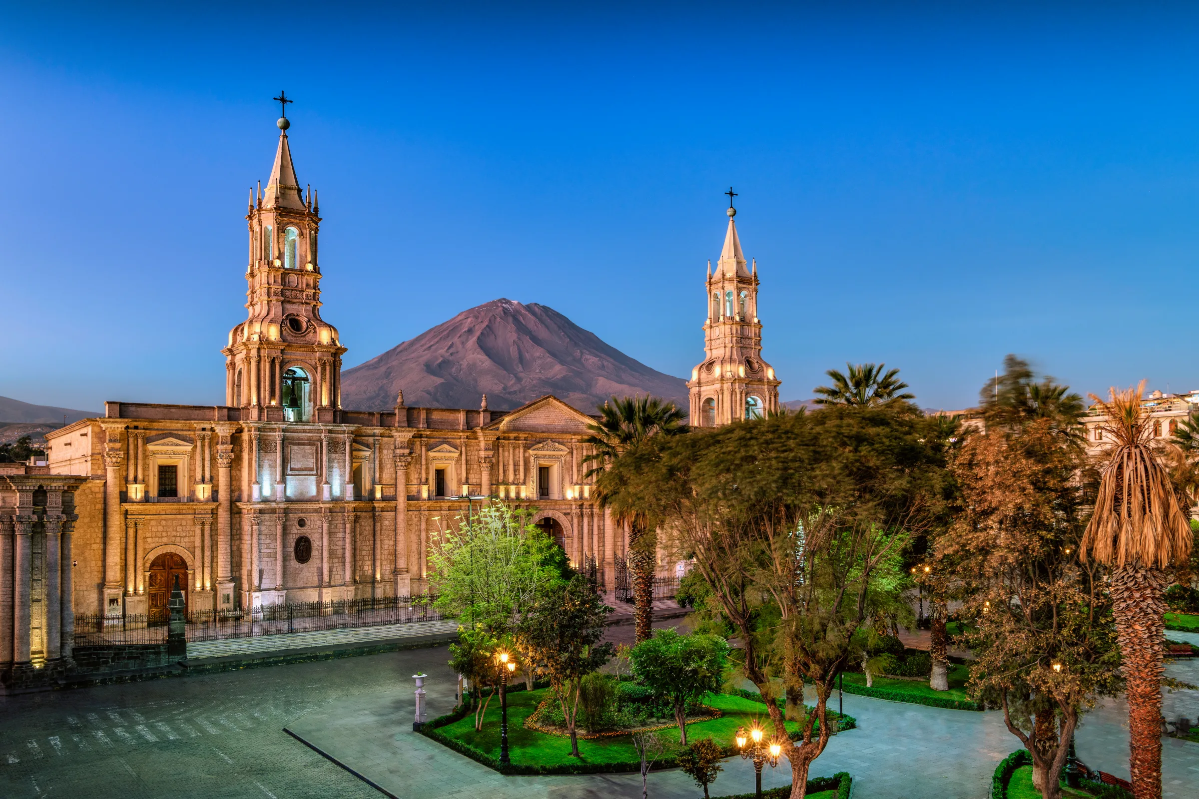 A plaza in the historic center of Arequipa, Peru