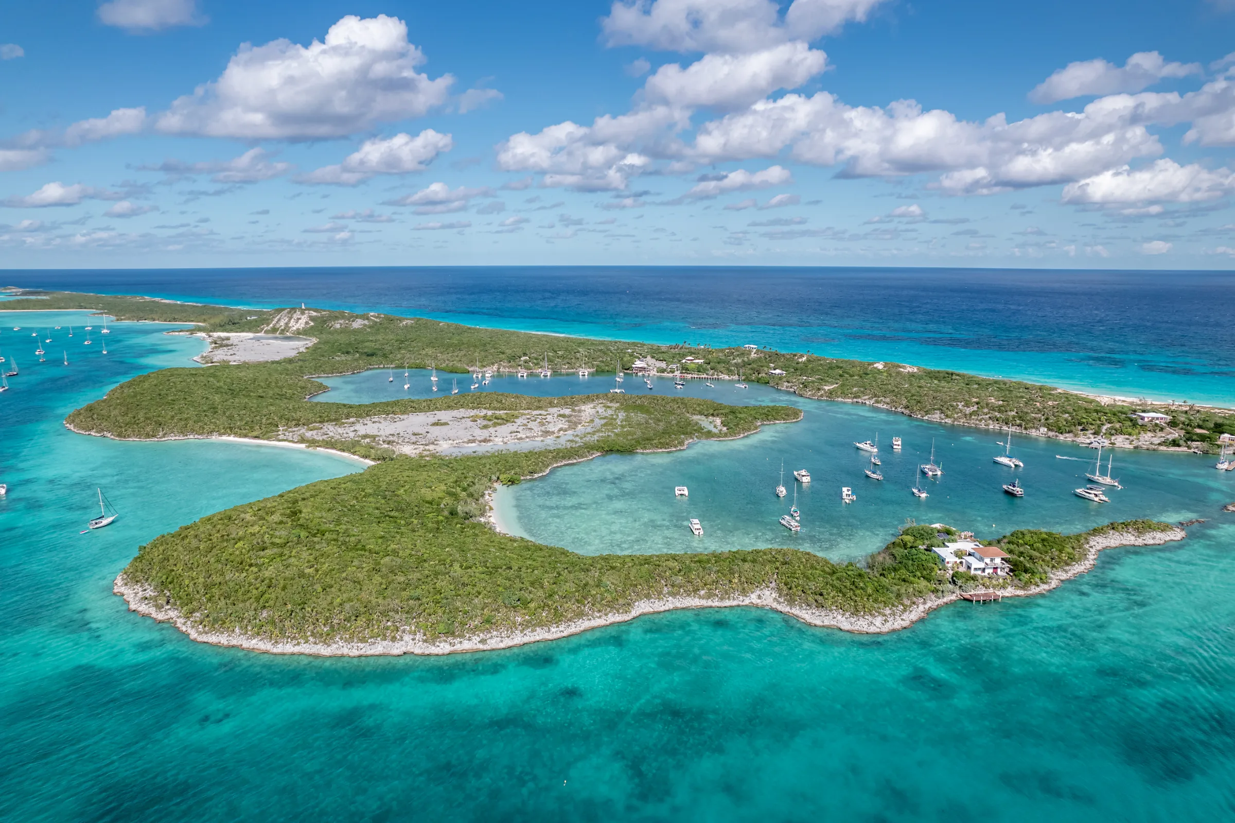 Aerial view of Stocking Island, Great Exuma, Bahamas