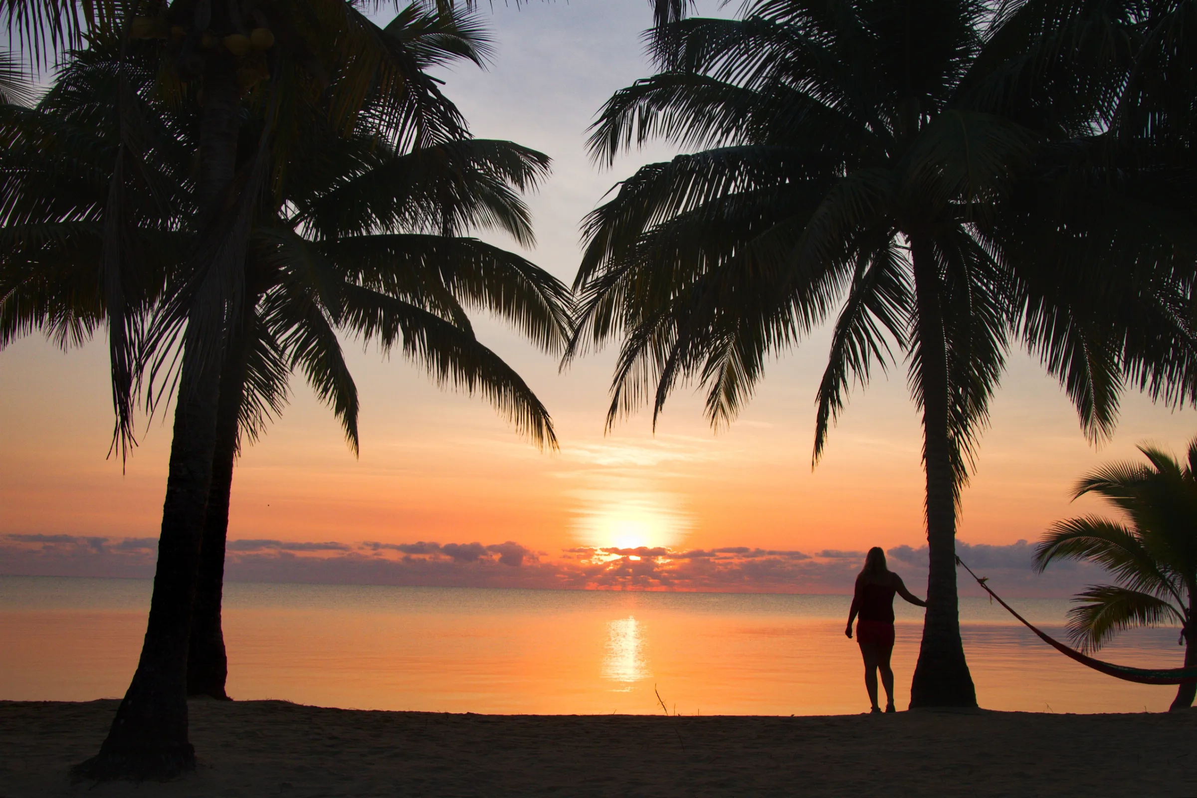 Sunrise on the beach in Hopkins, Belize