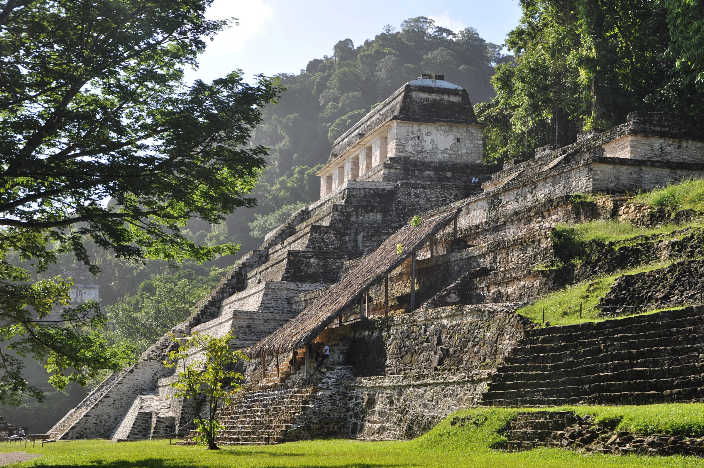 Maya temple ruins at Palenque in the Chiapas jungle, Mexico