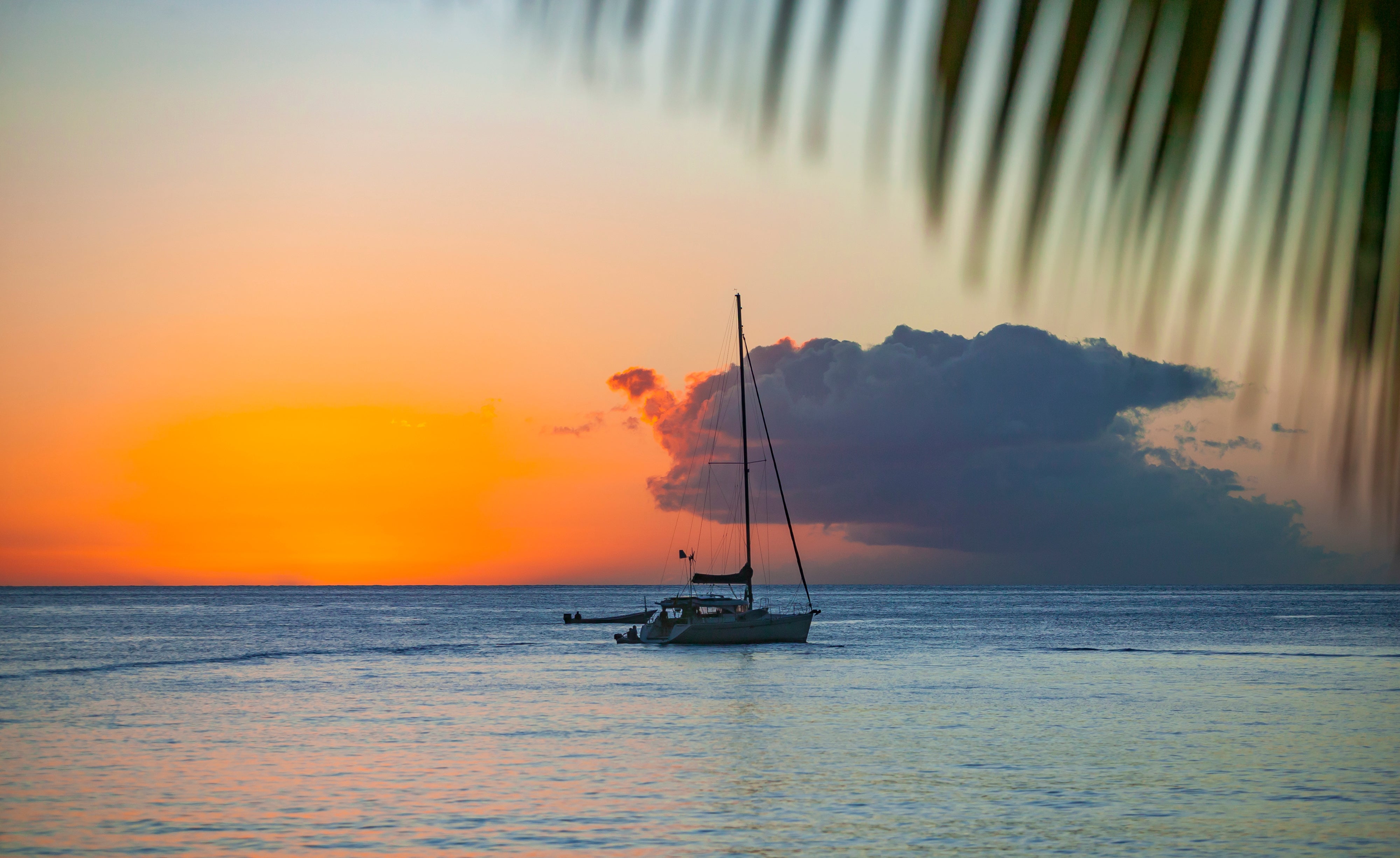 Sailing off St. Lucia at sunset.