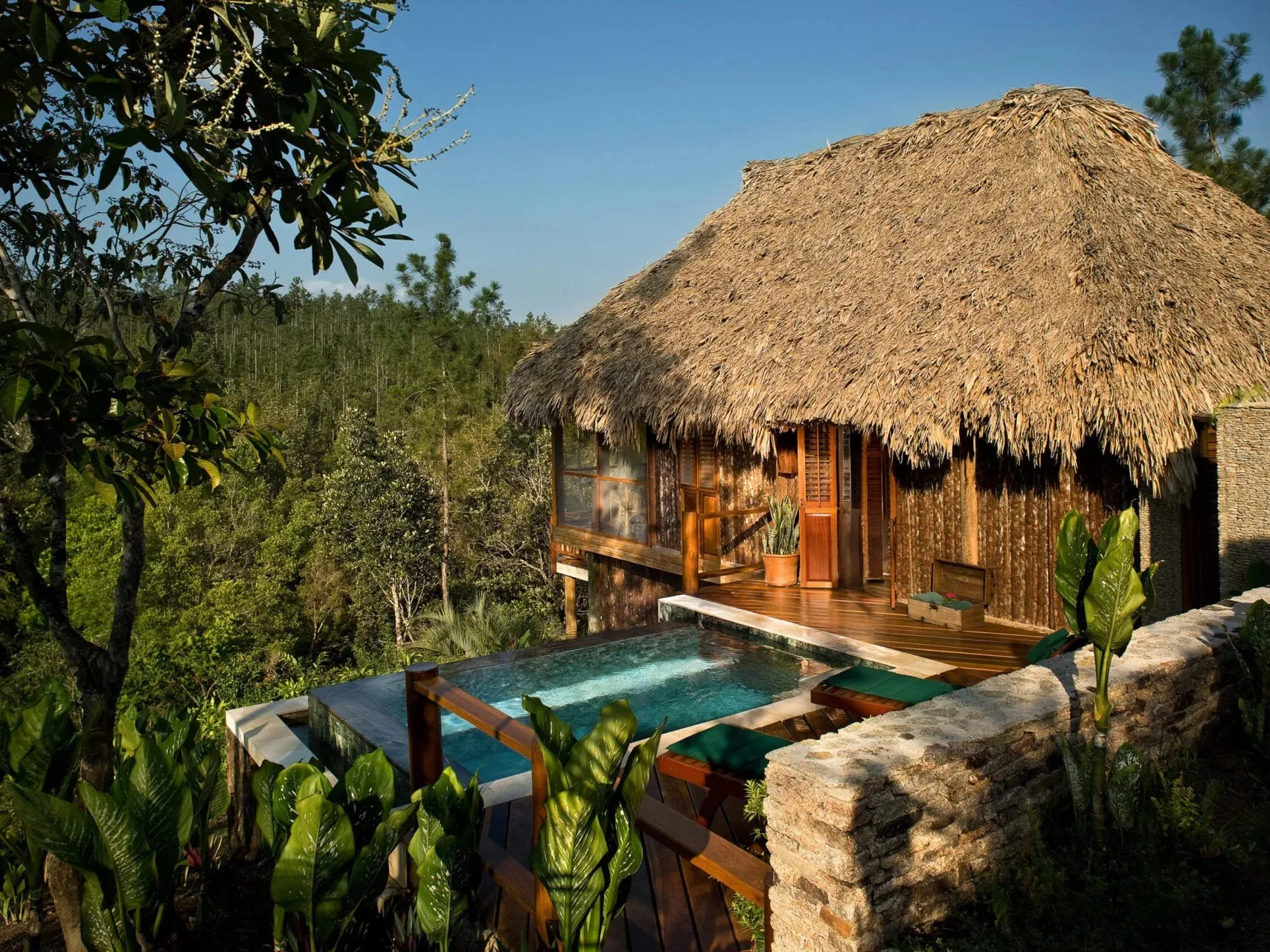 Jungle villa and private plunge pool at Blancaneaux Lodge in Belize