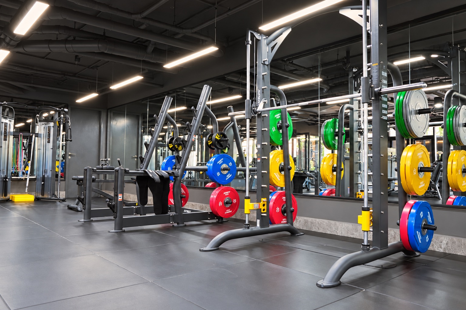 The gym floor at Bulldogs Fitness Center