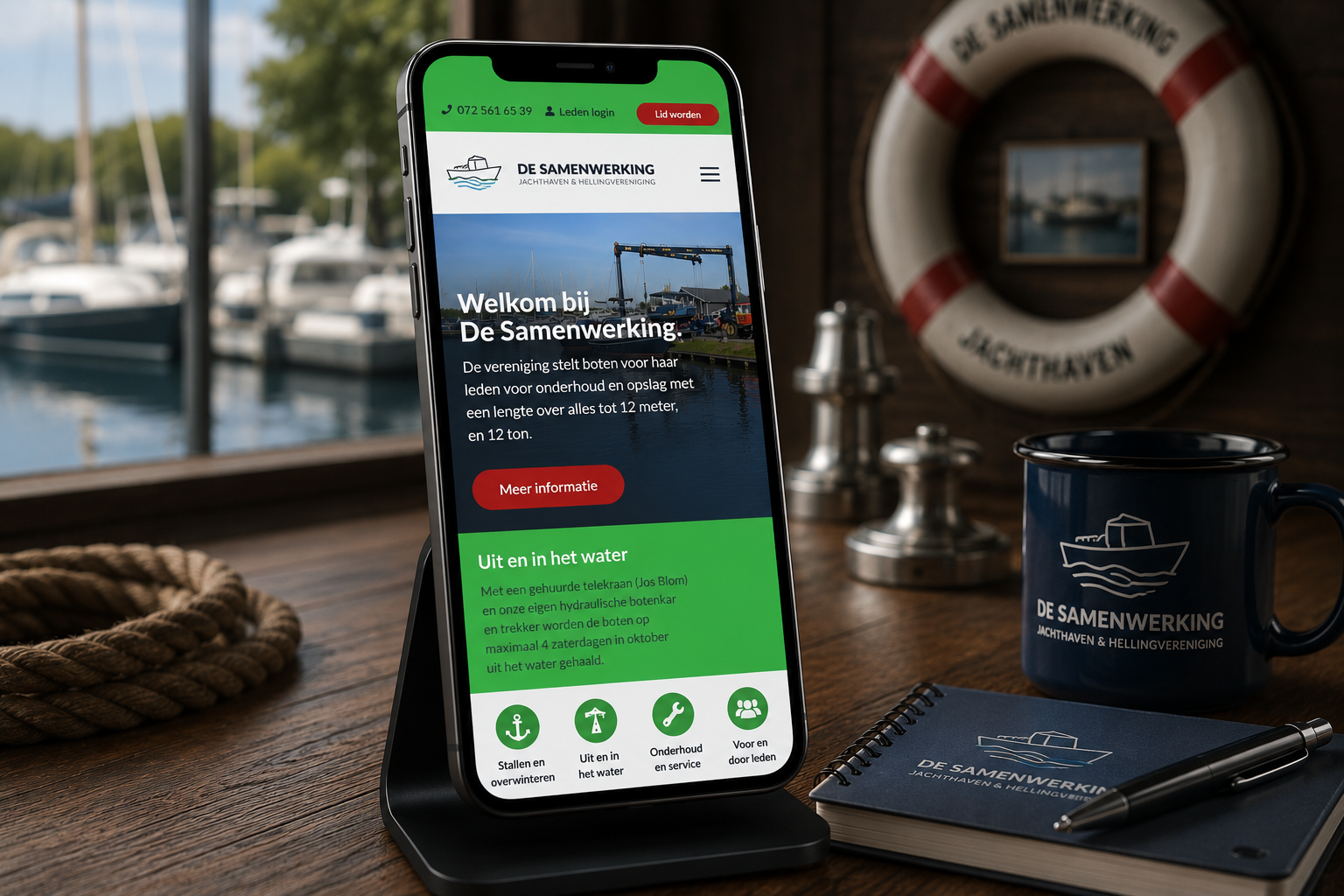 Mobiele weergave van de website van De Samenwerking
