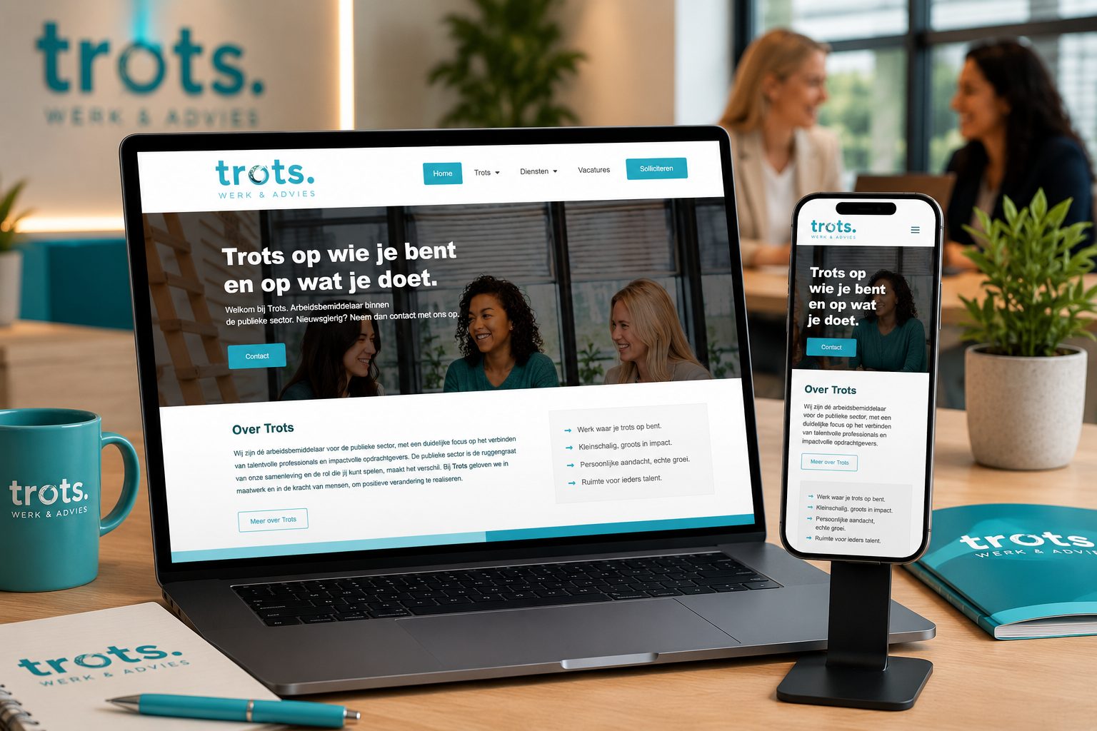 Website van TWEA op laptop en mobiel