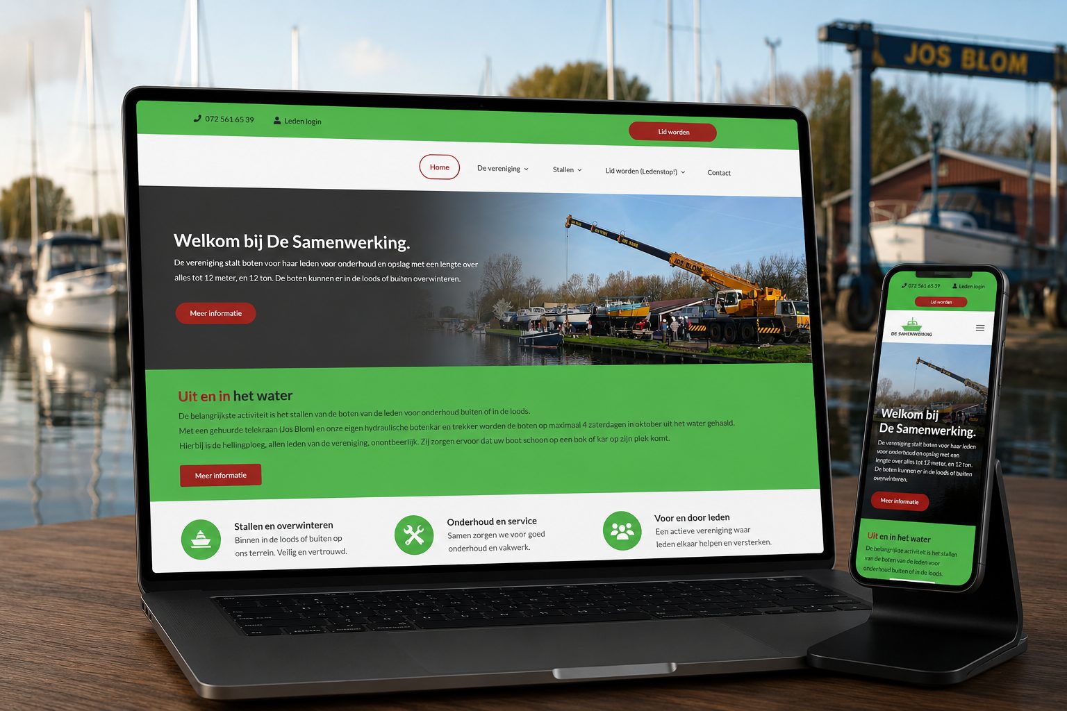Website van De Samenwerking op laptop en mobiel