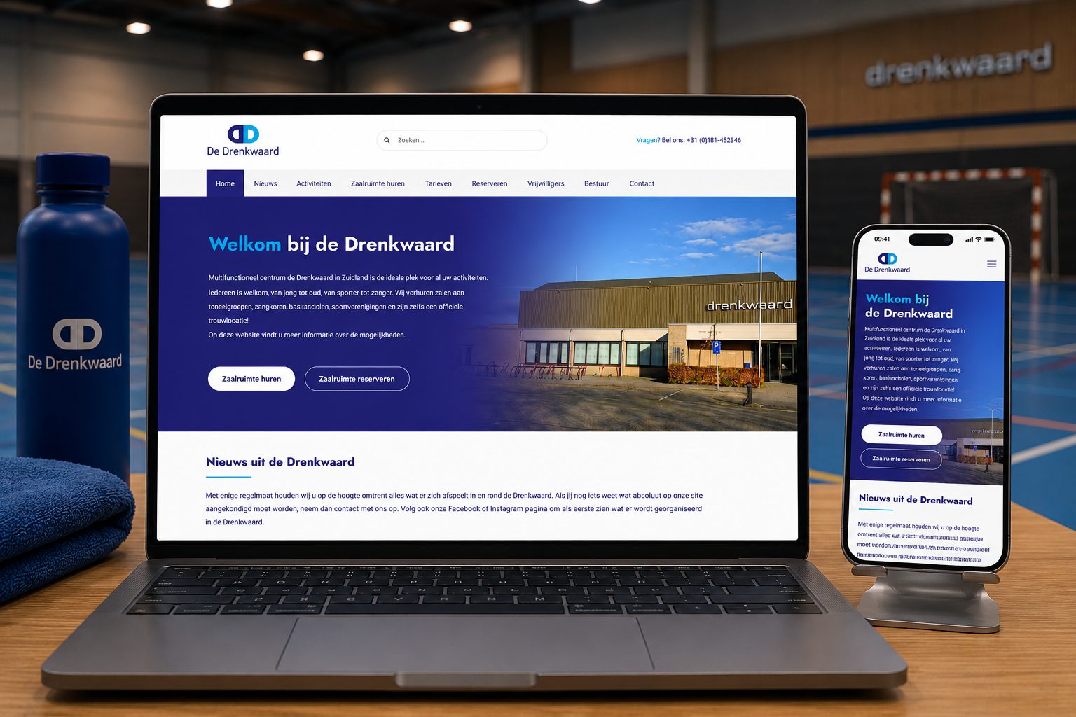 Website van Stichting Drenkwaard op laptop en mobiel