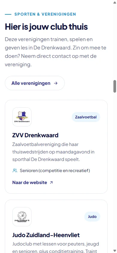 De verenigingen van De Drenkwaard op mobiel