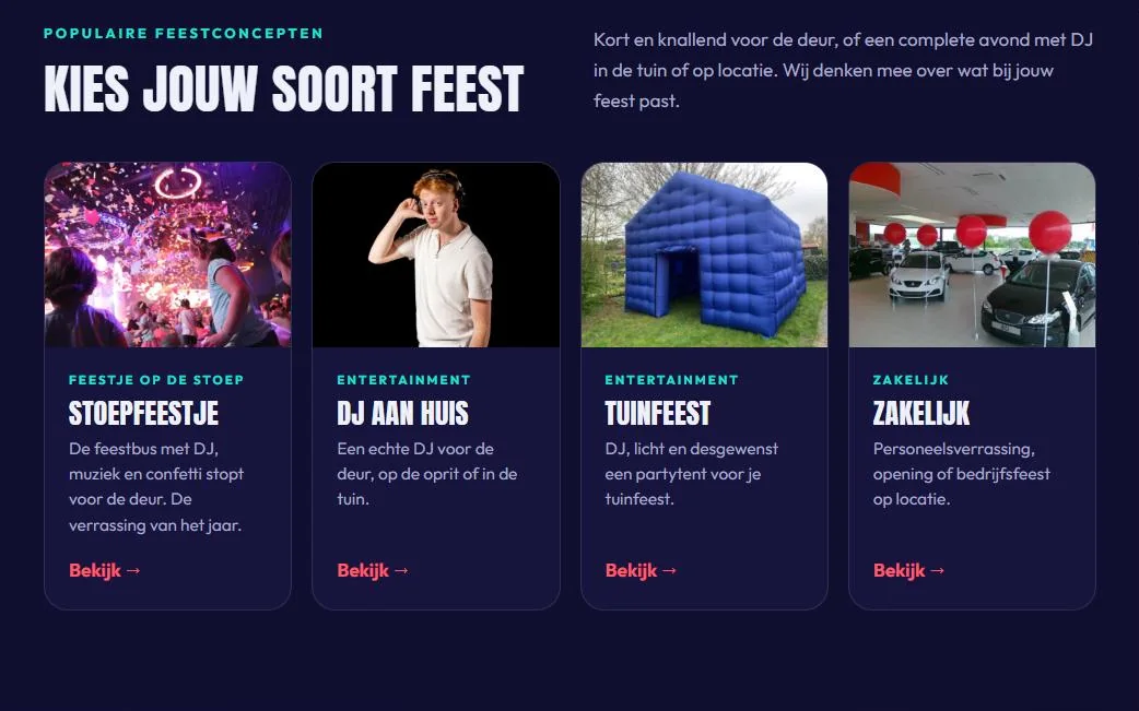Kies jouw soort feest