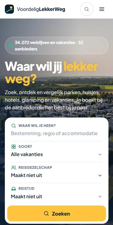VoordeligLekkerWeg.nl – website op mobiel