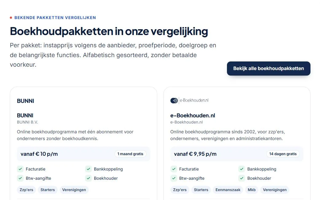 Boekhoudpakketten in de vergelijking