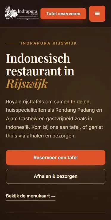 Indrapura Rijswijk – website op mobiel