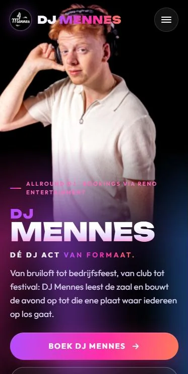 Party DJ Mennes – website op mobiel