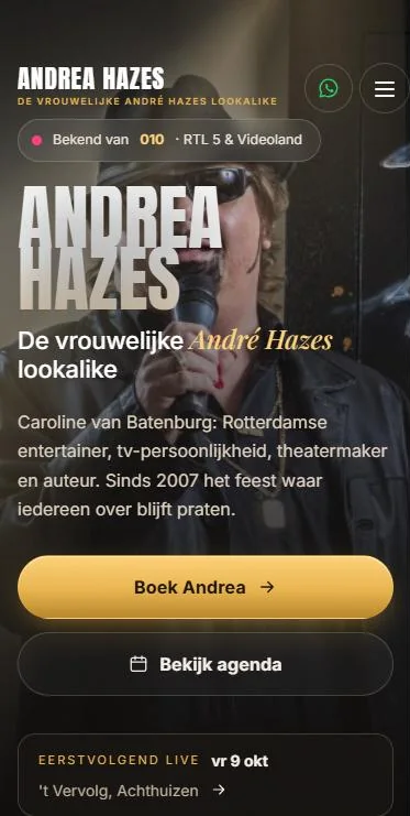 Andrea Hazes Lookalike – website op mobiel