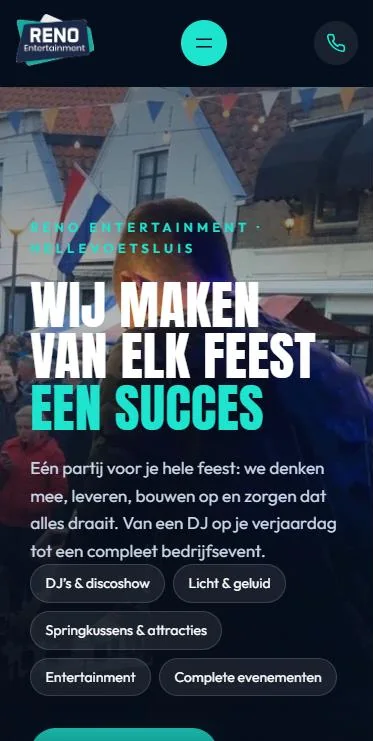 Reno Entertainment – website op mobiel