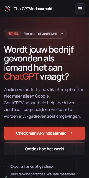 ChatGPTVindbaarheid.nl – website op mobiel