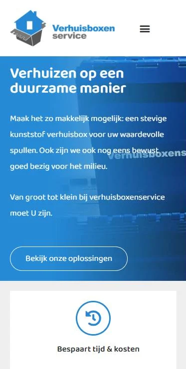 Verhuisboxenservice – website op mobiel