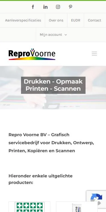 Repro Voorne – website op mobiel