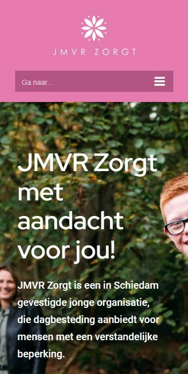 JMVR Zorgt – website op mobiel