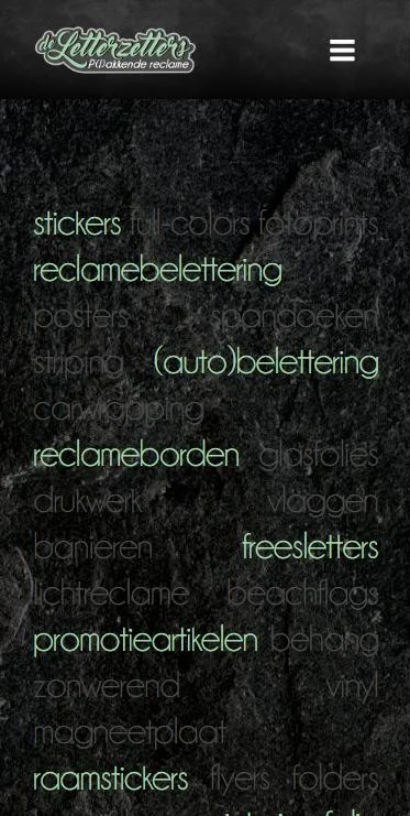De Letterzetters – website op mobiel