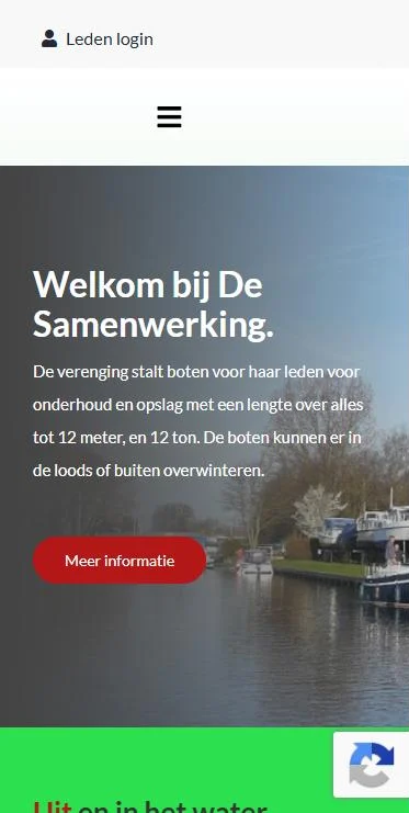 De Samenwerking – website op mobiel