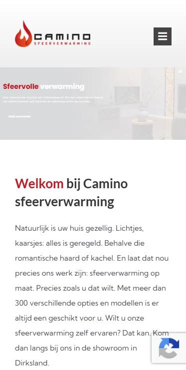 Camino Sfeerverwarming – website op mobiel