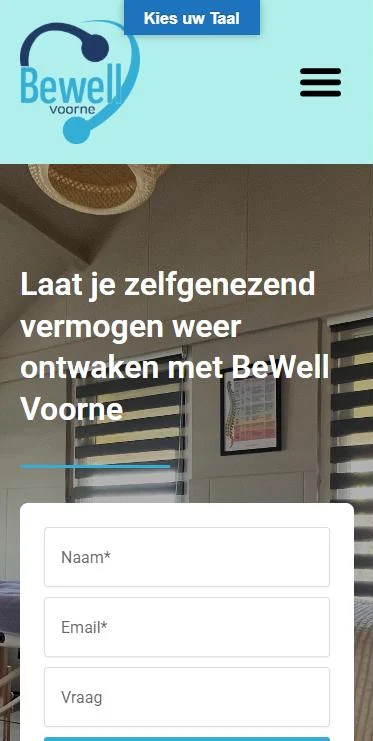 BeWell Voorne – website op mobiel
