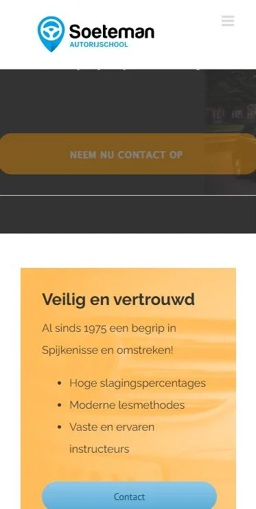 Autorijschool Soeteman – website op mobiel