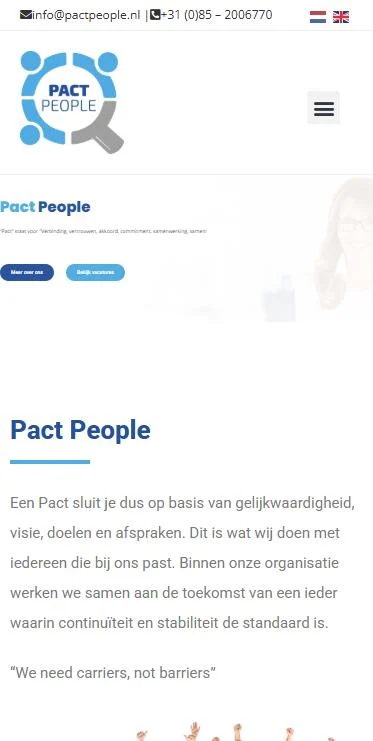 Pact People – website op mobiel