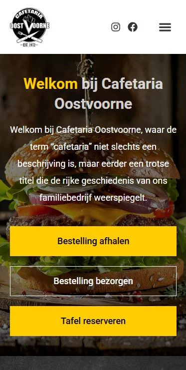 Cafetaria Oostvoorne – website op mobiel