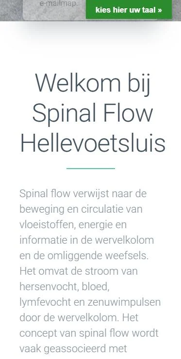 Spinal Flow Hellevoetsluis – website op mobiel