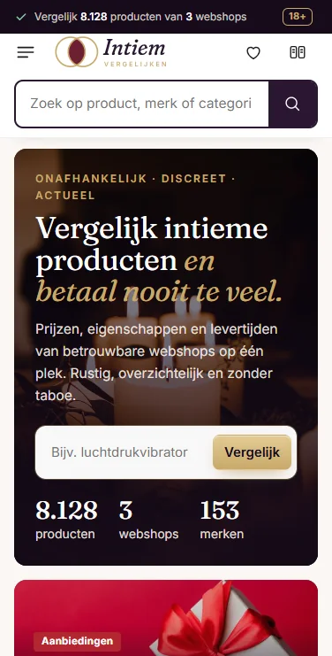 IntiemVergelijken.nl – website op mobiel
