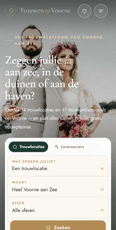 TrouwenOpVoorne.nl – website op mobiel