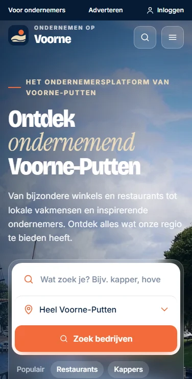 OndernemenOpVoorne.nl – website op mobiel
