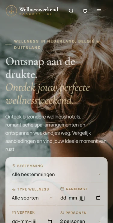 WellnessWeekendVoordeel.nl – website op mobiel