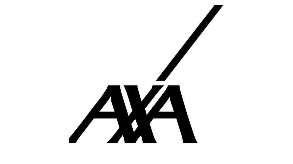 Black AXA logo with a diagonal line extending from the top right of the last A.