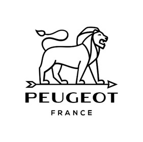Peugeot logo featuring an outlined standing lion with a stylized mane above the word 'PEUGEOT' and 'FRANCE' below it, all in black on a white background.
