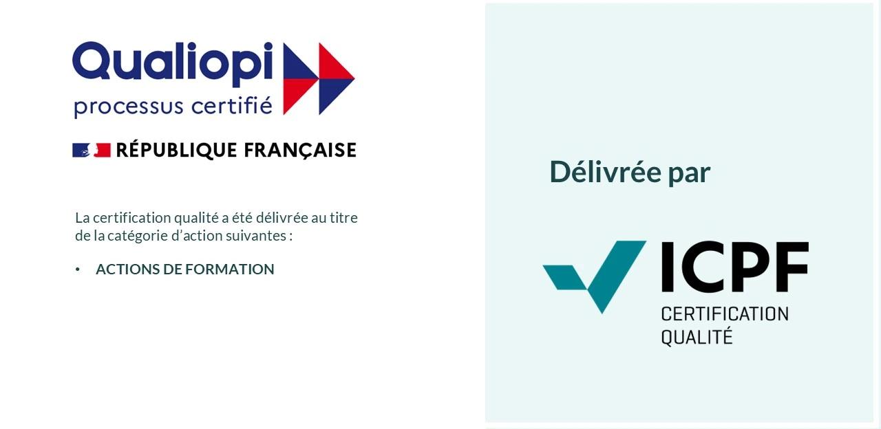Qualiopi processus certifié — République Française, délivrée par ICPF