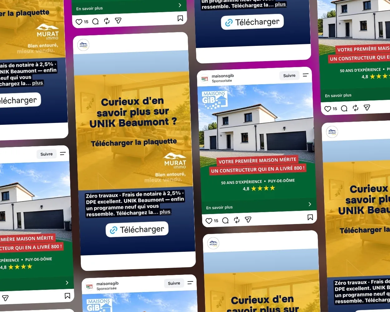 Exemples de formats publicitaires Facebook et Instagram